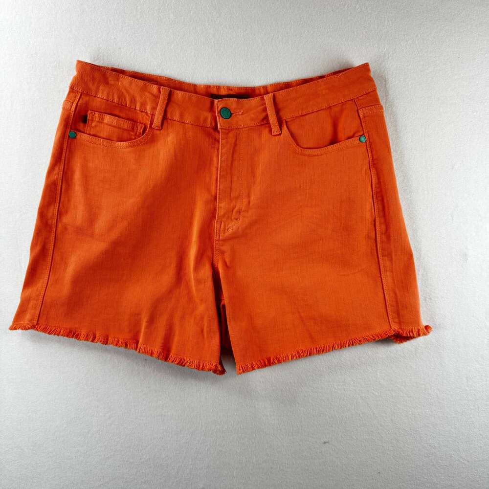 Judy Blue Mid Rise Orange Fray Hem Denim Short